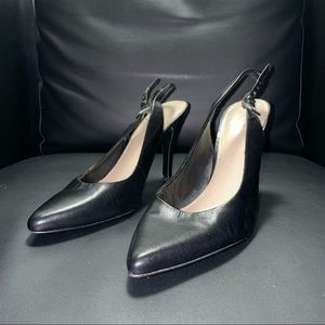 Nine West Gilliano Black Sling Back Heels size 9 heel height 4.5